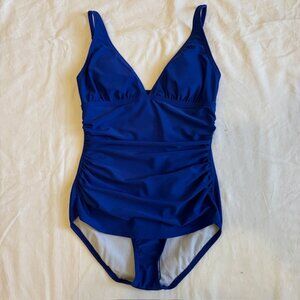 NWOT Tommy Bahamas Pearl Solids Vivid Blue One-Piece Swimsuit Women's Size 4